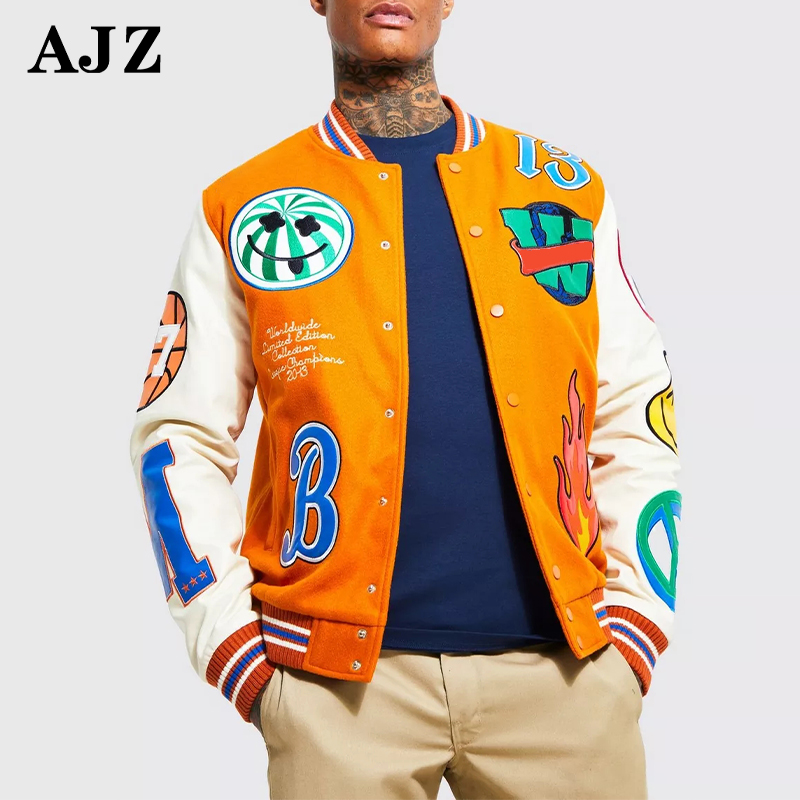Multi-Patches Mixed Leather Varsity Jacket – Yard of Deals